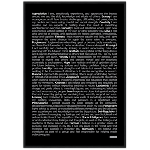 Black "24 Values" Wooden Framed Print - Various Sizes freeshipping - VALUES.INK