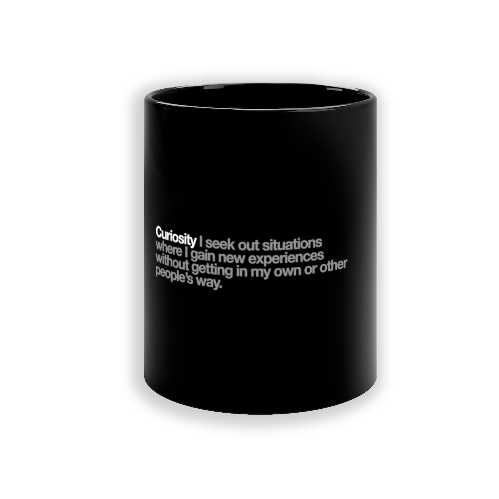 Curiosity Ceramic Mug in Black - 11oz/325ml freeshipping - VALUES.INK