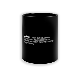 Curiosity Ceramic Mug in Black - 11oz/325ml freeshipping - VALUES.INK