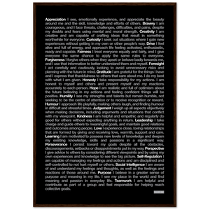 Black "24 Values" Wooden Framed Print - Various Sizes freeshipping - VALUES.INK