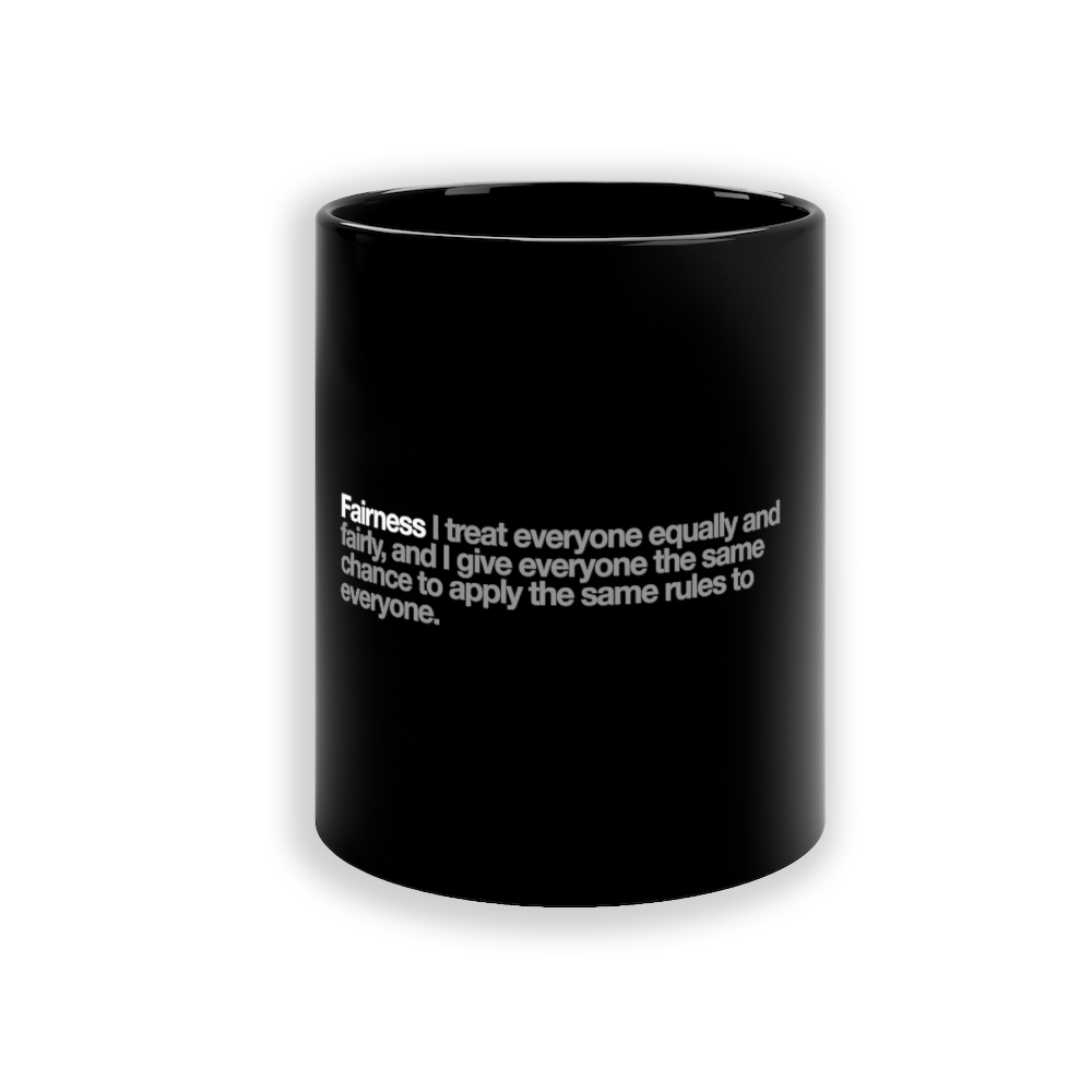 Fairness Ceramic Mug in Black - 11oz/325ml freeshipping - VALUES.INK