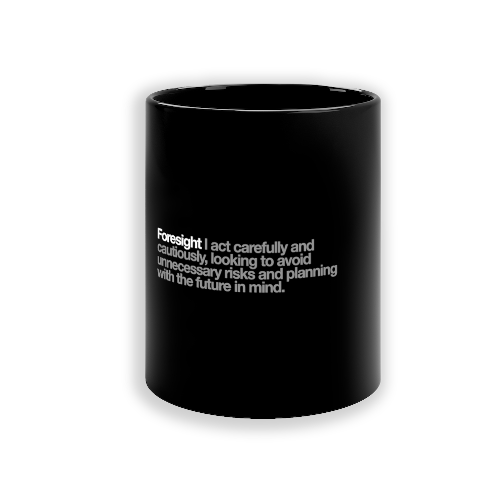 Foresight Ceramic Mug in Black - 11oz/325ml freeshipping - VALUES.INK