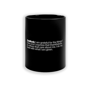 Gratitude Ceramic Mug in Black - 11oz/325ml freeshipping - VALUES.INK