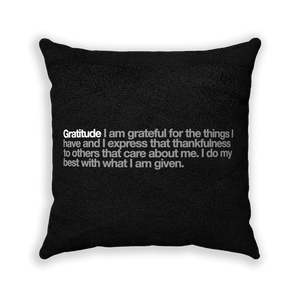 Gratitude Black Faux Suede Square Pillow - Various Sizes freeshipping - VALUES.INK