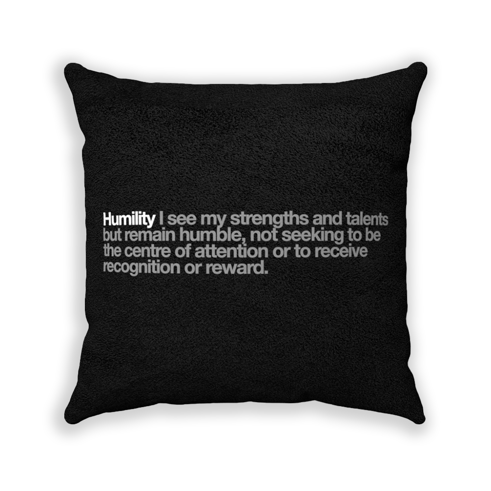 Humility Black Faux Suede Square Pillow - Various Sizes freeshipping - VALUES.INK