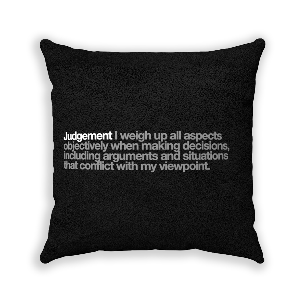 Judgement Black Faux Suede Square Pillow - Various Sizes freeshipping - VALUES.INK