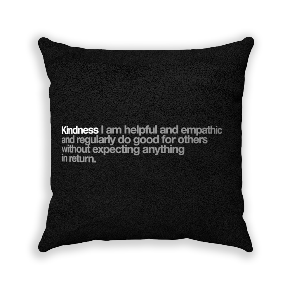 Kindness Black Faux Suede Square Pillow - Various Sizes freeshipping - VALUES.INK