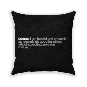 Kindness Black Faux Suede Square Pillow - Various Sizes freeshipping - VALUES.INK