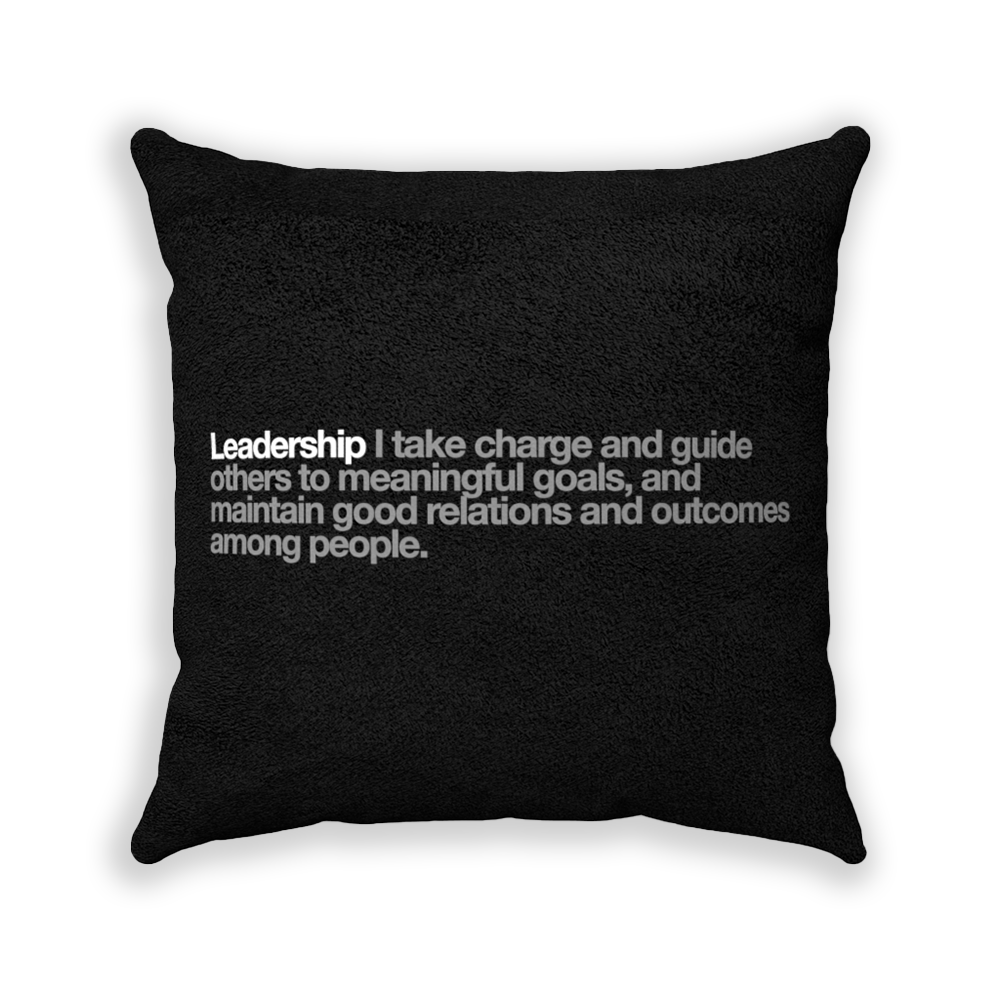 Leadership Black Faux Suede Square Pillow - Various Sizes freeshipping - VALUES.INK