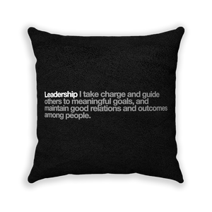 Leadership Black Faux Suede Square Pillow - Various Sizes freeshipping - VALUES.INK