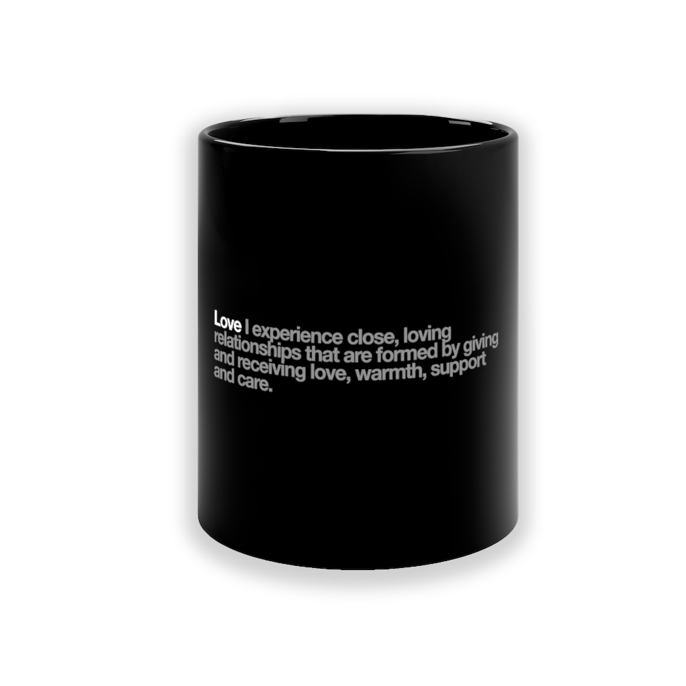 Love Ceramic Mug in Black - 11oz/325ml freeshipping - VALUES.INK