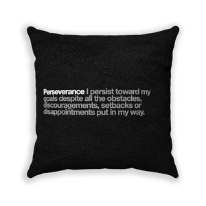 Perseverance Black Faux Suede Square Pillow - Various Sizes freeshipping - VALUES.INK