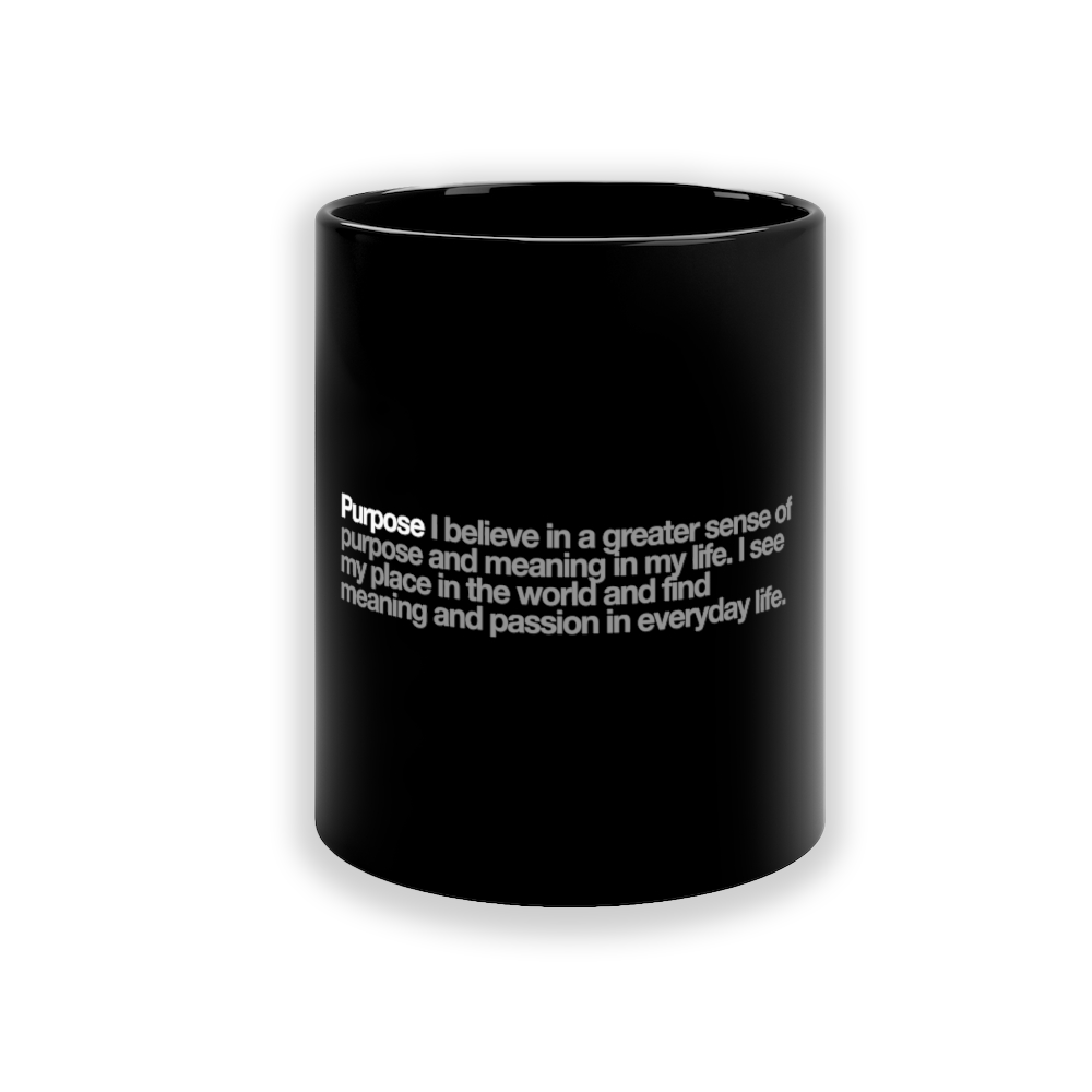 Purpose Ceramic Mug in Black - 11oz/325ml freeshipping - VALUES.INK