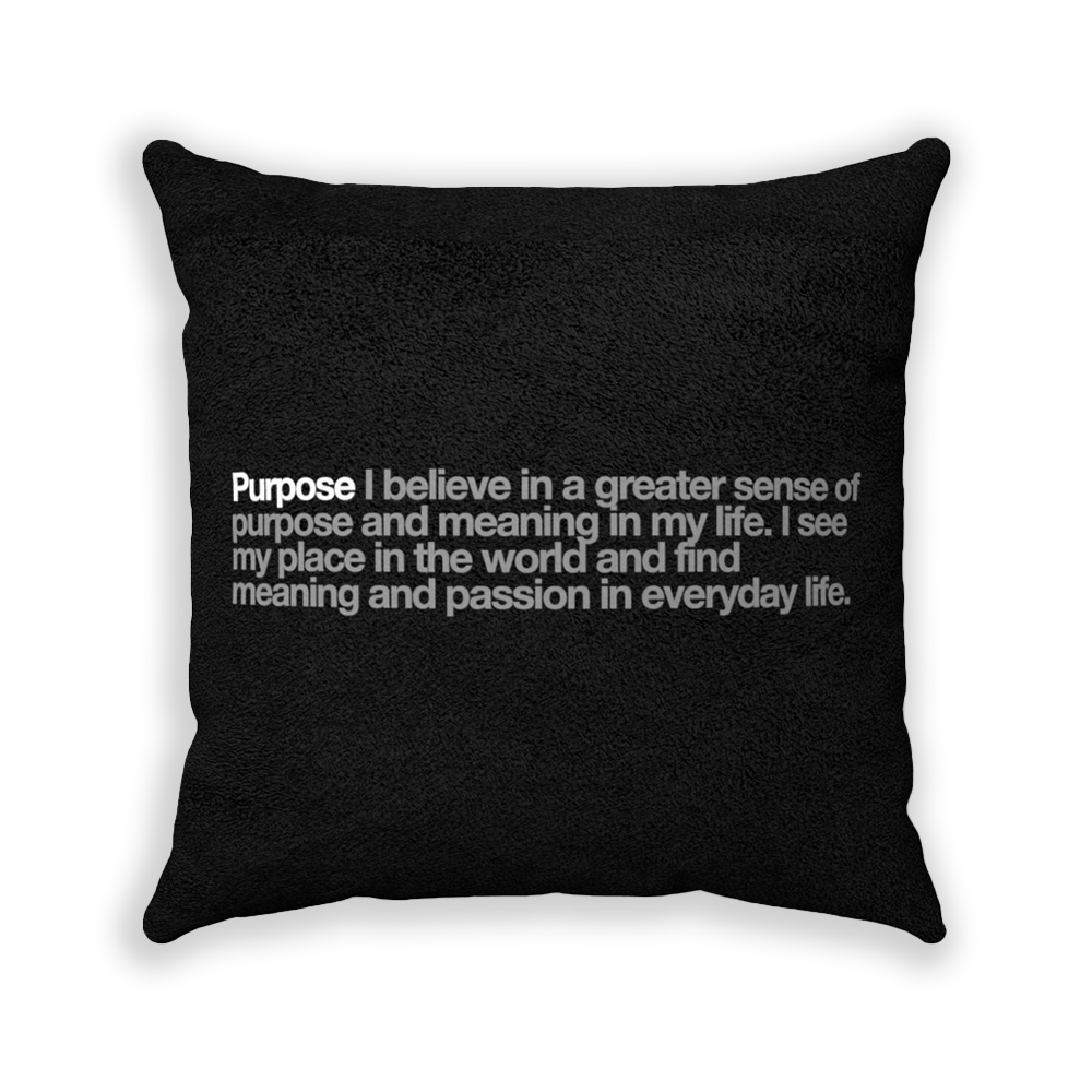 Purpose Black Faux Suede Square Pillow - Various Sizes freeshipping - VALUES.INK