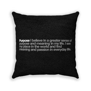 Purpose Black Faux Suede Square Pillow - Various Sizes freeshipping - VALUES.INK