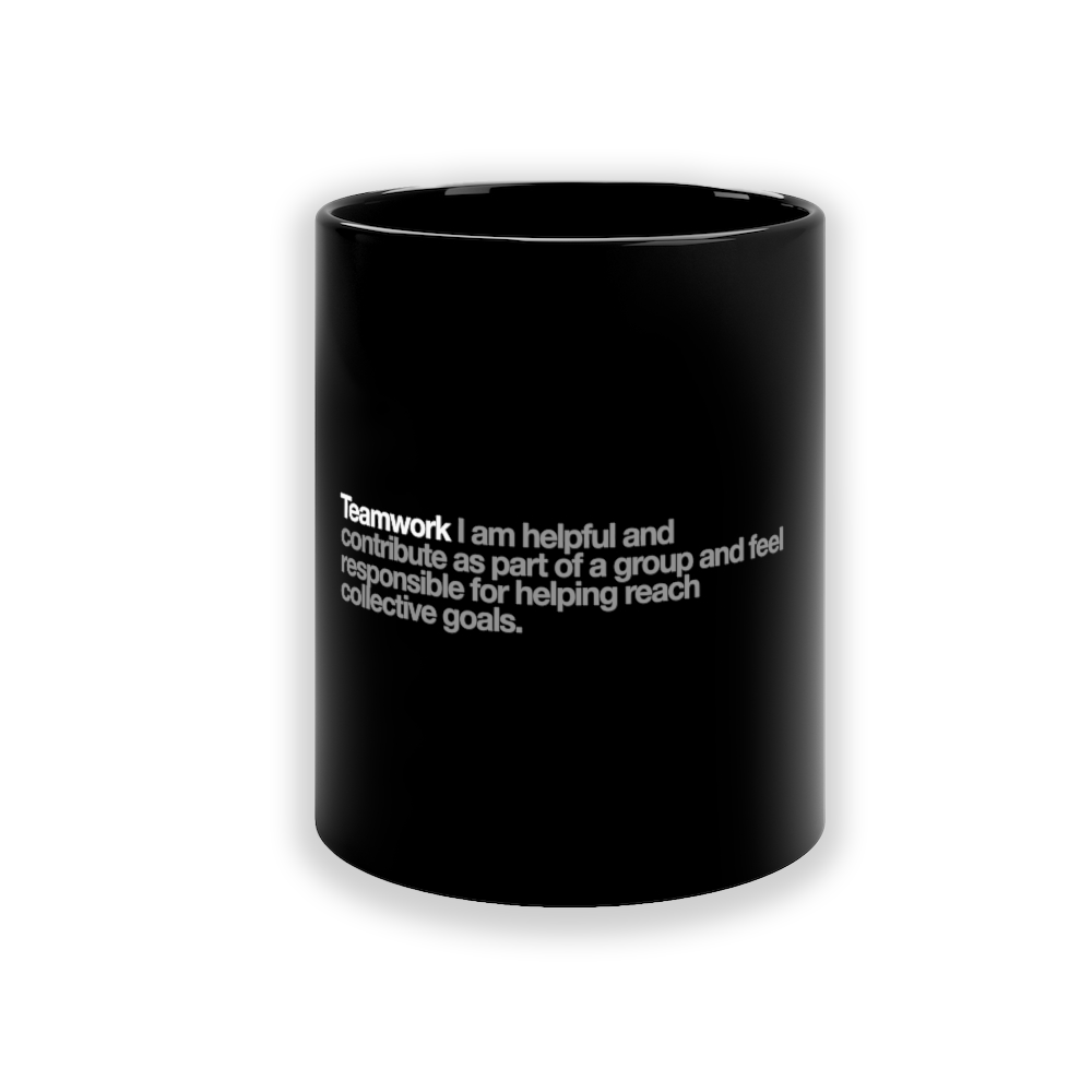 Teamwork Ceramic Mug in Black - 11oz/325ml freeshipping - VALUES.INK