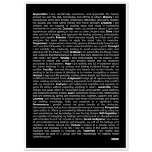 Black "24 Values" Wooden Framed Print - Various Sizes freeshipping - VALUES.INK