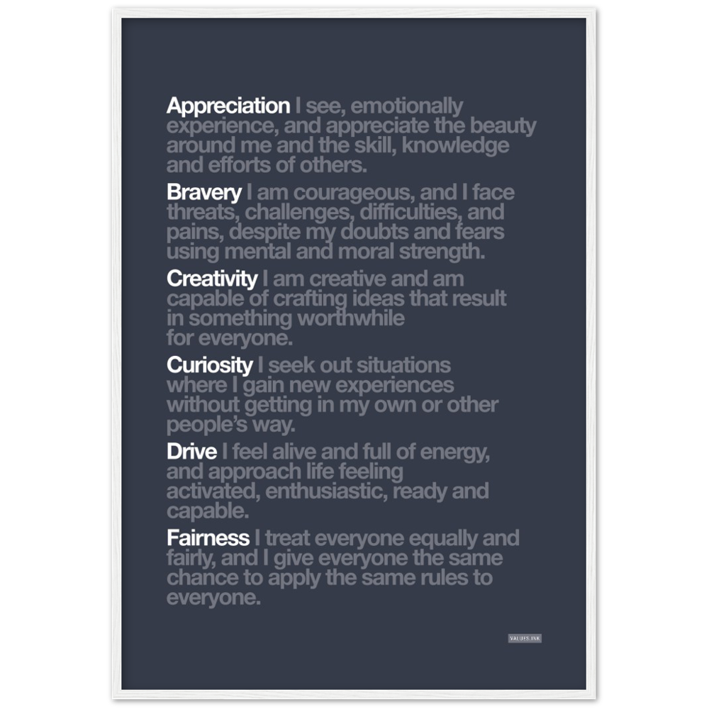 Pantone 2021 Colour Trend White "Customisable" 6 Values Wooden Framed Print - Various Sizes & Backgrounds freeshipping - VALUES.INK