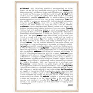 White "24 Values" Wooden Framed Print - Various Sizes freeshipping - VALUES.INK