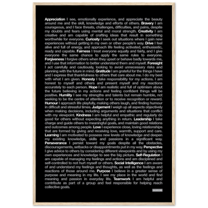 Black "24 Values" Wooden Framed Print - Various Sizes freeshipping - VALUES.INK