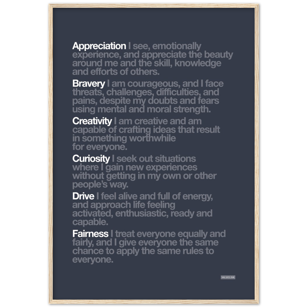 Pantone 2021 Colour Trend White "Customisable" 6 Values Wooden Framed Print - Various Sizes & Backgrounds freeshipping - VALUES.INK