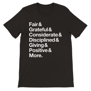 6 Values Customisable Band T-Shirt - White Helvetica & Various Colours