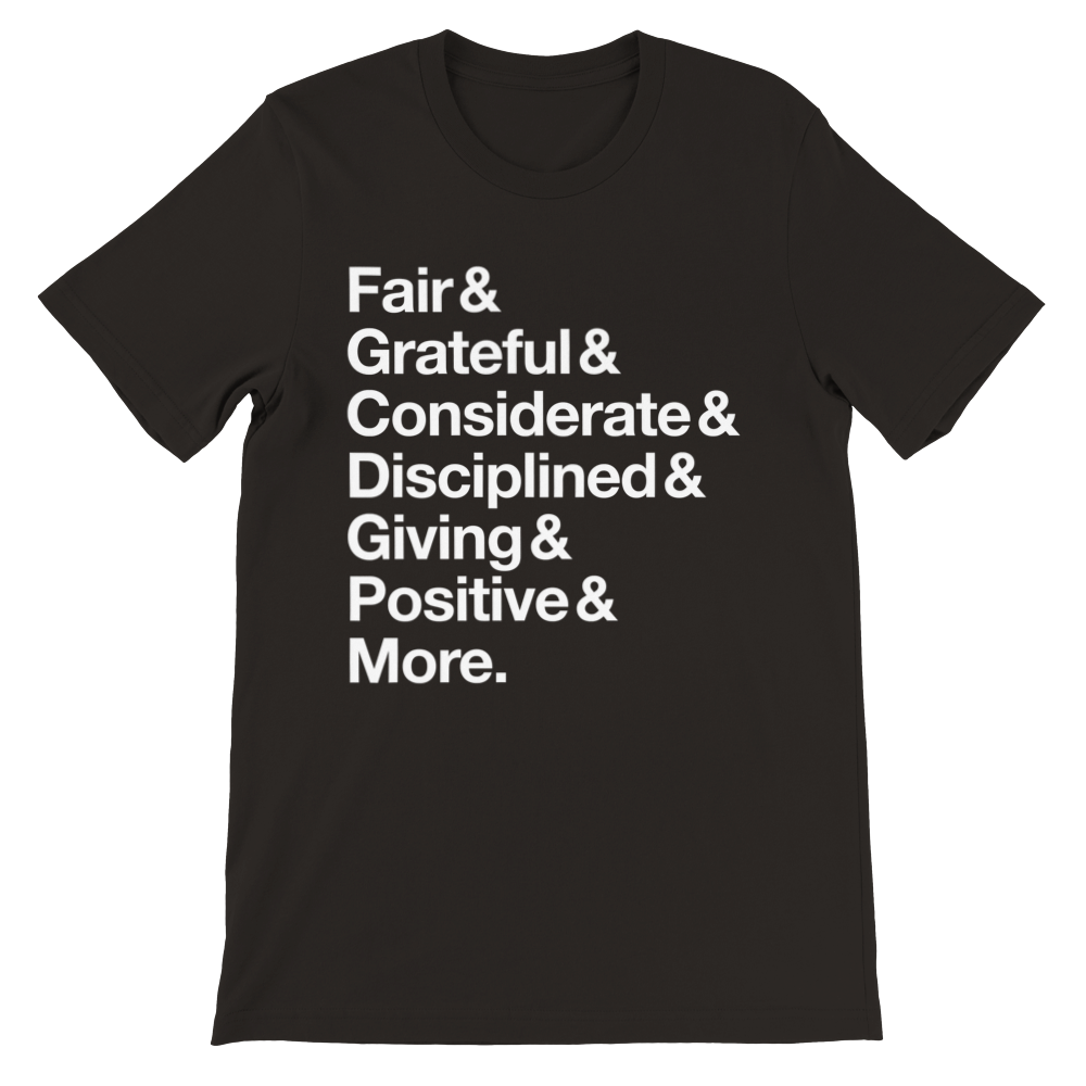 6 Values Customisable Band T-Shirt - White Helvetica & Various Colours