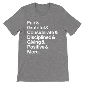 6 Values Customisable Band T-Shirt - White Helvetica & Various Colours