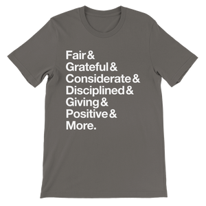 6 Values Customisable Band T-Shirt - White Helvetica & Various Colours