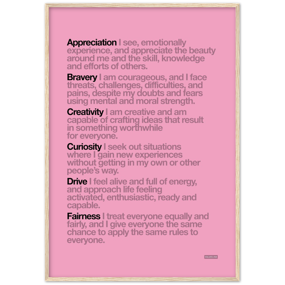 Pantone 2021 Colour Trend Black "Customisable" 6 Values Wooden Framed Print - Various Sizes & Backgrounds freeshipping - VALUES.INK